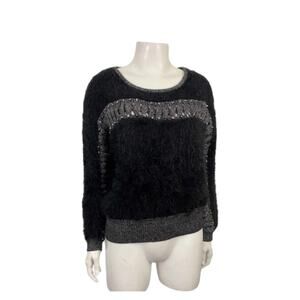 Alberto Makali Fuzzy Sweater S Black Gray Studded Knit Y2K Designer -